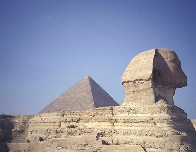 Nagy Szfinx.  Kultúra: Egyiptom - Giza - piramisok - szfinx