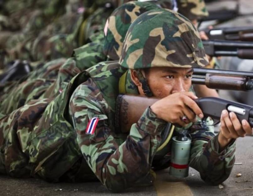 Karinės pareigos Tailande mergaitėms.  Kas yra Tailando kariuomenė ir specialiosios pajėgos.  Loterija arba šaukimas į Tailando armiją