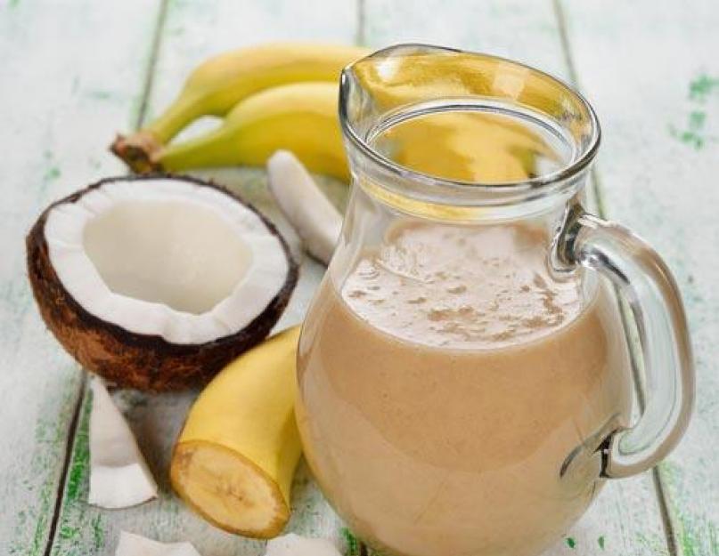 Кокосовый смузи. Банановый смузи с кокосовым молоком Смузи с кокосовым молоком рецепты калорийность