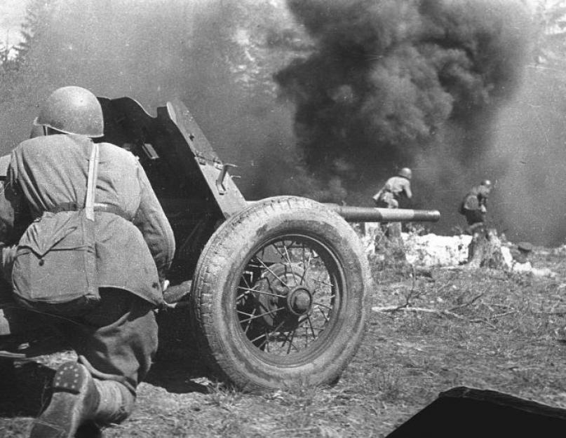 المدفعية السوفيتية خلال سنوات الحرب العالمية الثانية.  المدافع المضادة للدبابات مدفعية الحرب العالمية الثانية