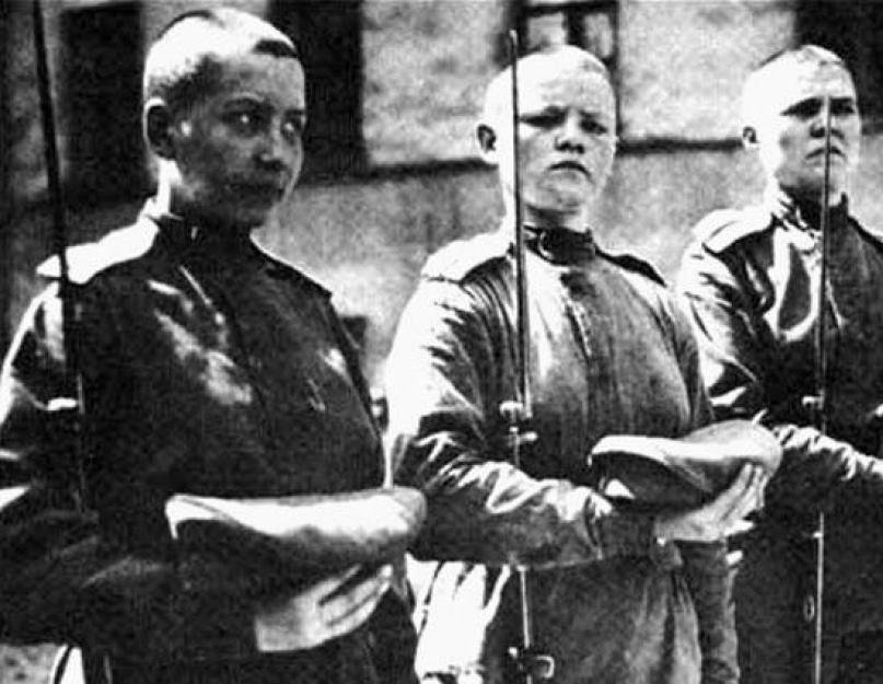 Женский батальон смерти в Первой мировой войне. История создания женского батальона. Женские батальоны смерти