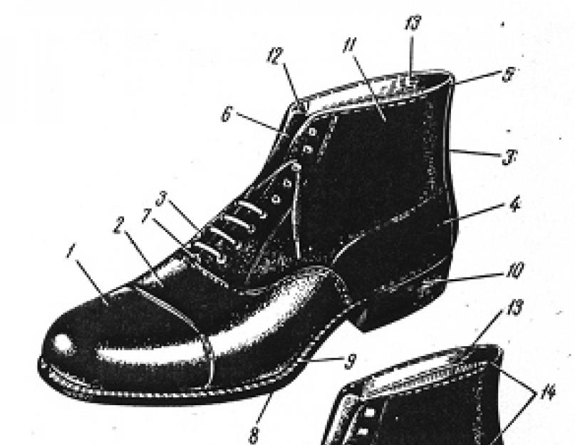 ما هي الأجزاء التي تشكل الأحذية النسائية.  قاموس الأحذية.  الطرق الرئيسية لربط تفاصيل الجزء السفلي بأعلى الأحذية المشدودة