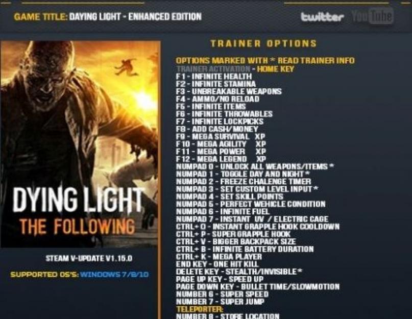 ملفات.  المدربين والغش لـ Dying Light Dying light Trainer جميع الإصدارات
