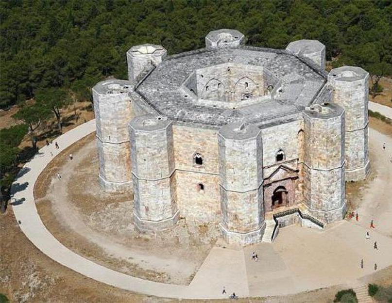 Monte Corona Olaszország.  Castel del Monte: egy titokzatos kastély.  Puglia.  A kastély építészeti jellemzői
