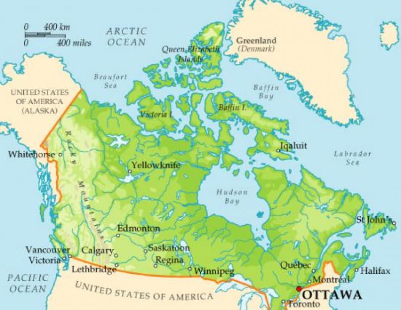 Milyen hegyek vannak Kanadában.  Kanada domborművének és ásványainak jellemzői?  Kanada vízkészletei: tavak, óceánok, folyók