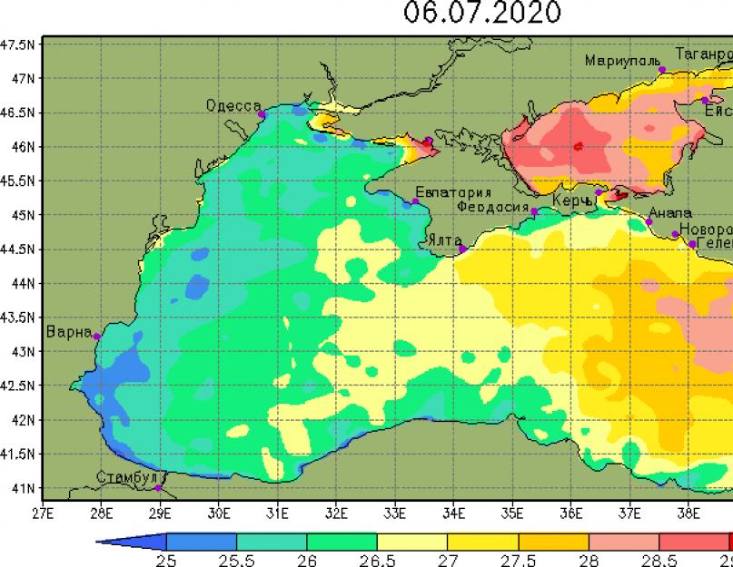 Температура воды в черном море сейчас карта