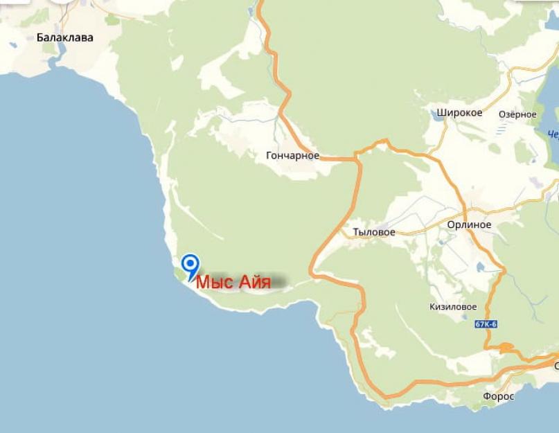 Hol található Cape Aya?  Az Aya-fok egy csodálatos elveszett világ a Krím-félszigeten.  Pihenés a tengerparton Fig