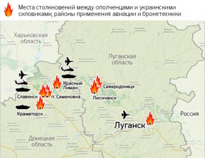 تقارير العمليات دونباس.  الاستعراض العسكري والسياسة خريطة نوفوروسيا في الساعة الماضية