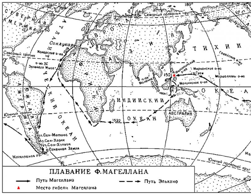الرحلة الأولى حول العالم.  أول رحلة حول العالم.  قام ماجلان بأول رحلة حول العالم ، أي من البحارة كان في أول رحلة حول العالم