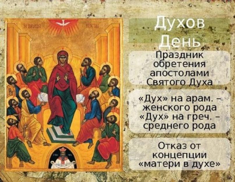 Mit jelent a szellemek ünnepe.  Az ortodoxok a Szentlélek napját ünneplik (a Szellemek Napját)
